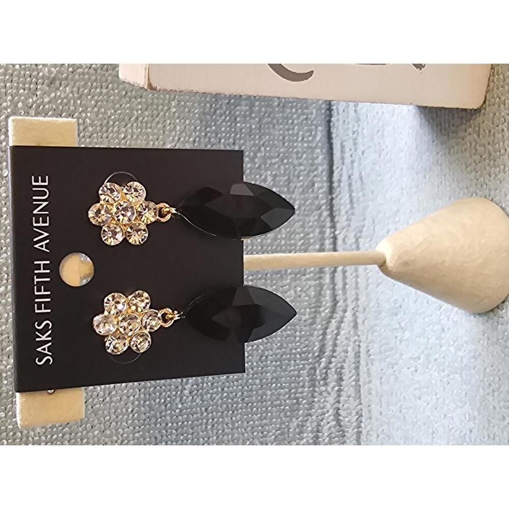 Elegant Black Drop Earrings by Saks Fifth Avenue